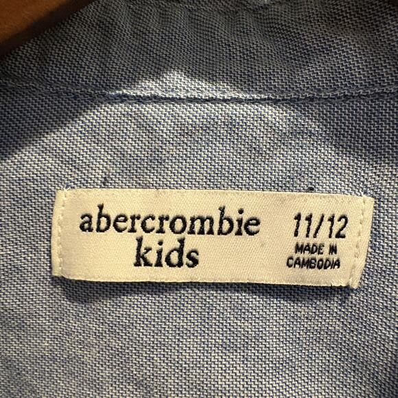 Abercrombie Kids Shirt Boys Size 11/12 Blue Button Down Long Sleeve Moose Logo - Picture 2 of 11
